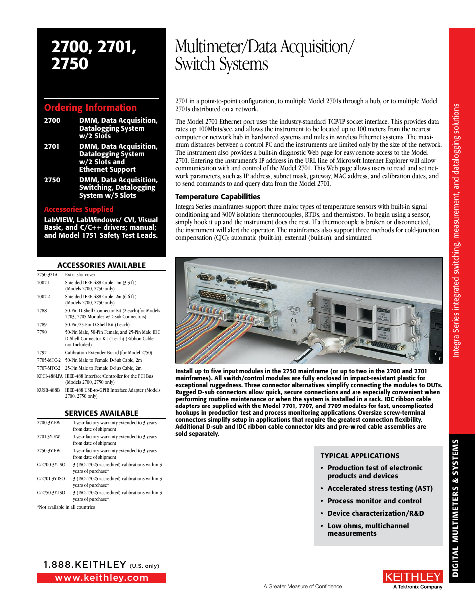 Multimeter/data acquisition/ switch systems | Atec Keithley-2700 Series User Manual | Page 2 / 9