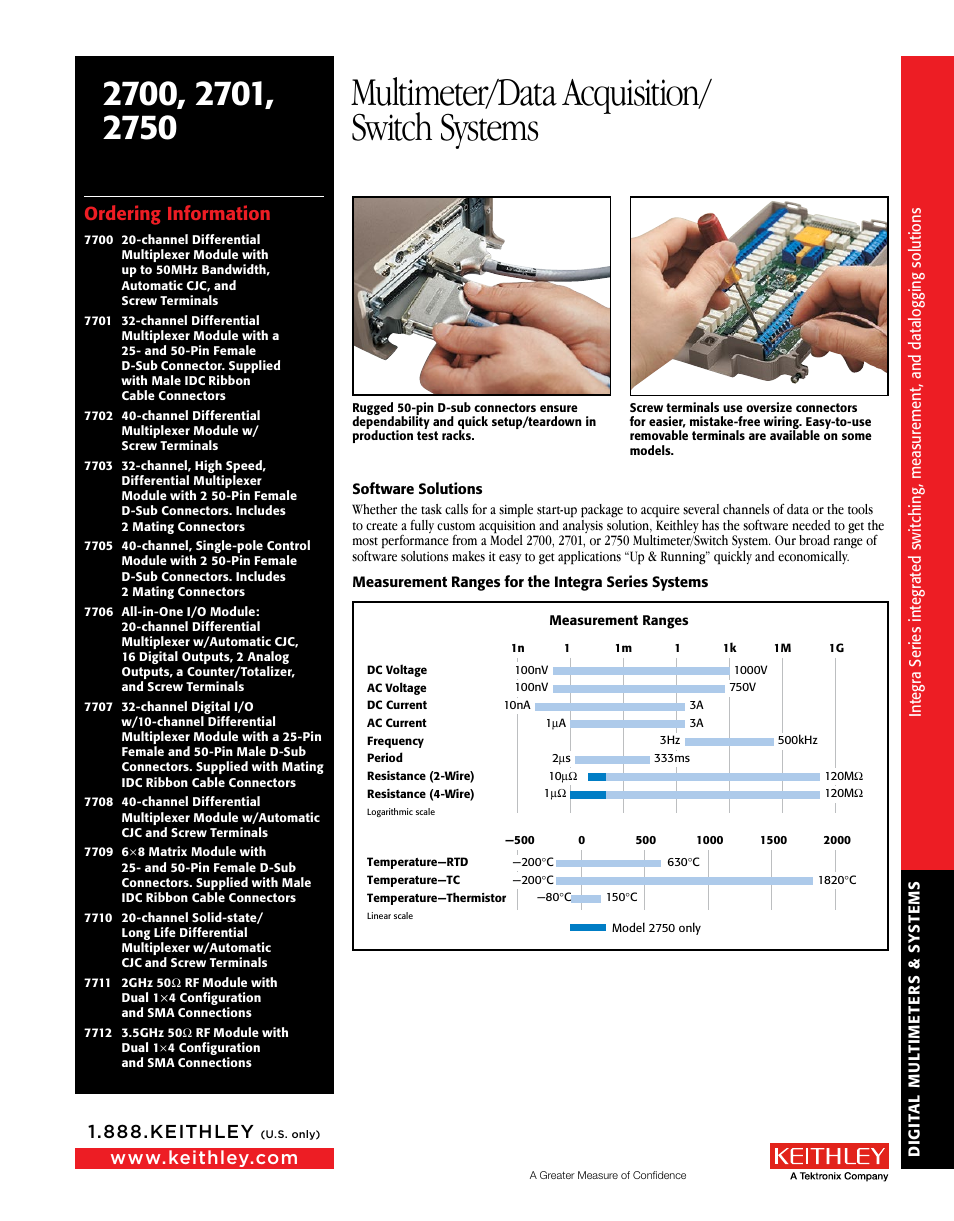 Multimeter/data acquisition/ switch systems, Ordering information | Atec Keithley-2700 Series User Manual | Page 4 / 9