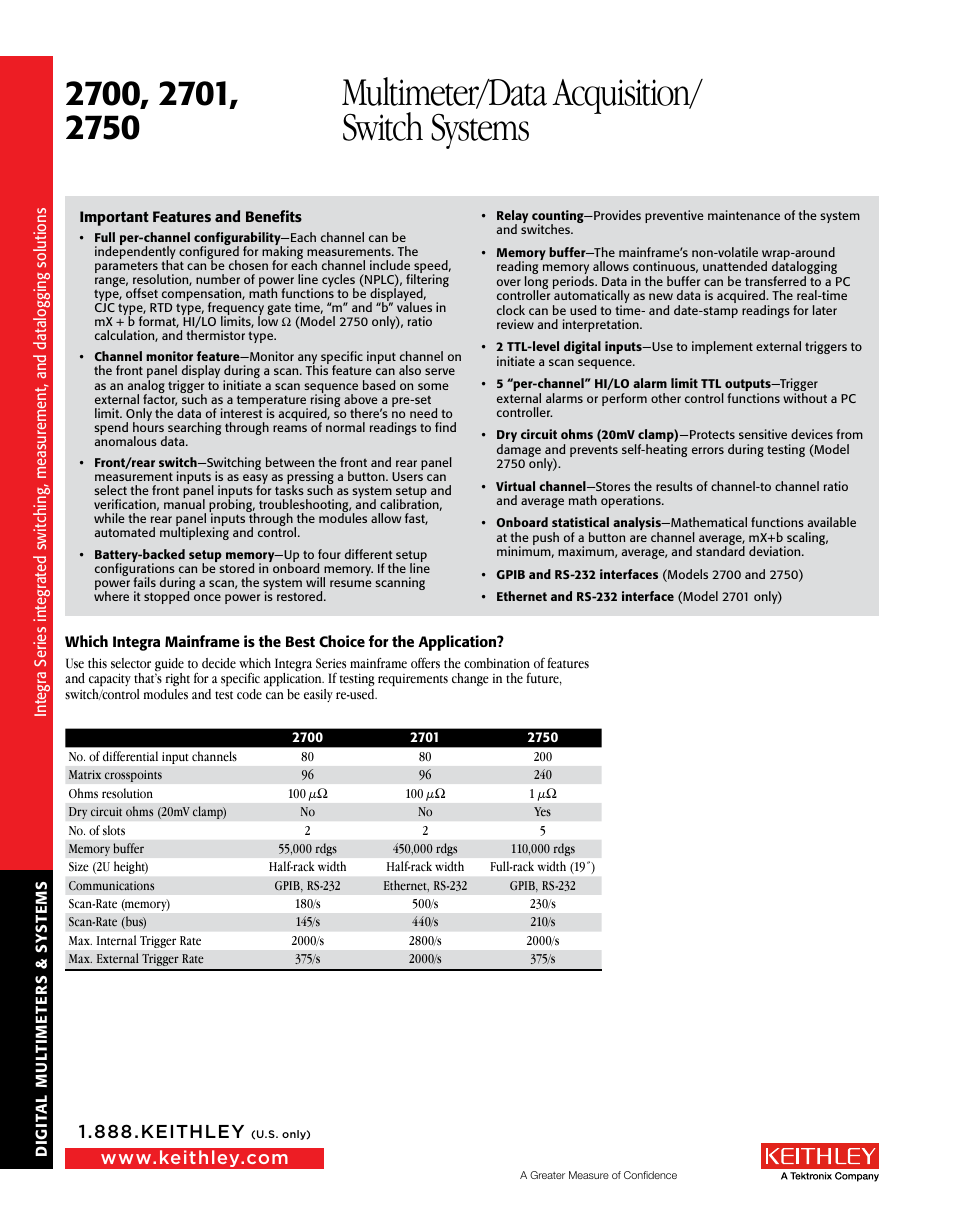 Multimeter/data acquisition/ switch systems | Atec Keithley-2700 Series User Manual | Page 5 / 9