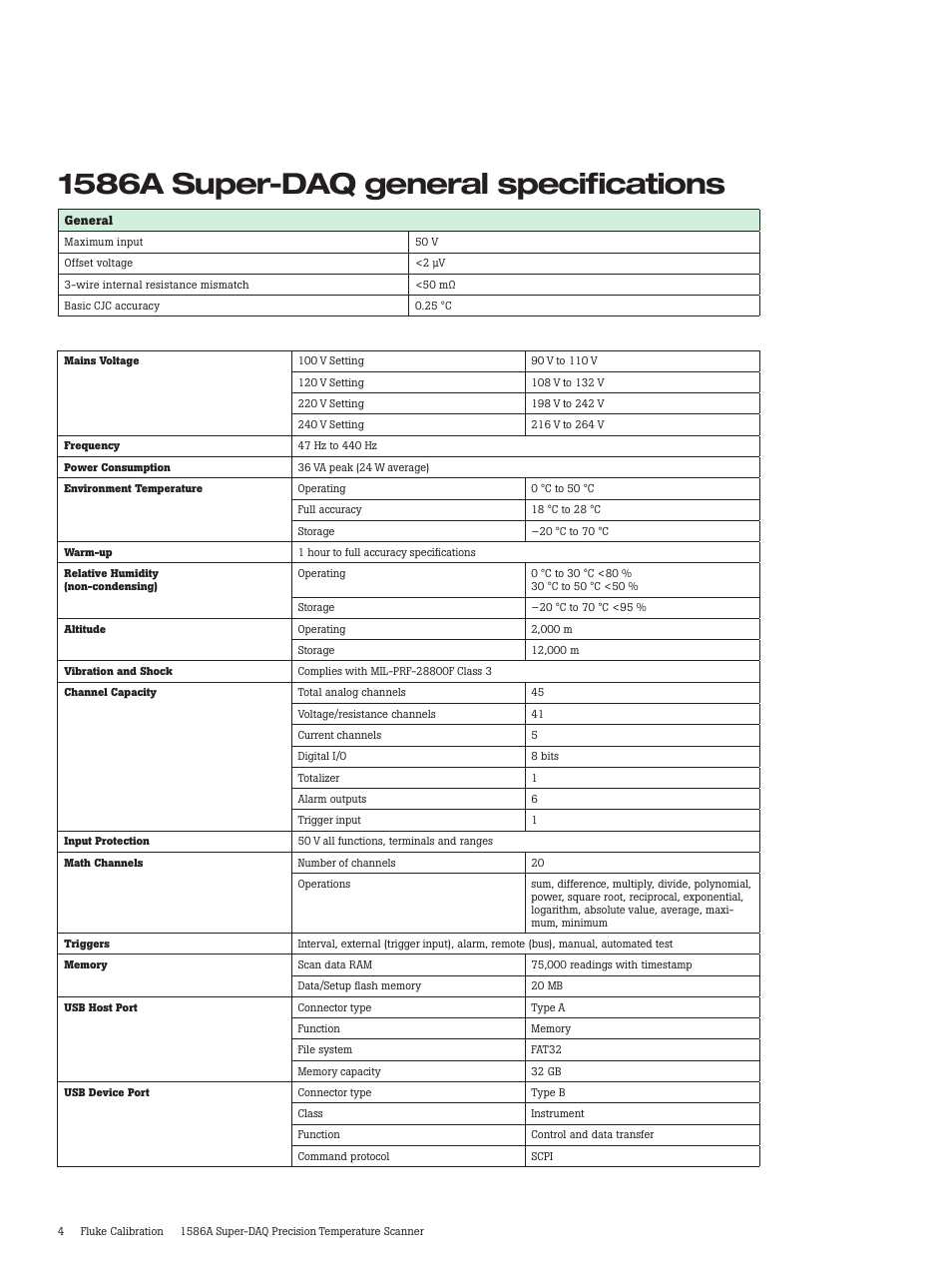 1586a super-daq general specifications | Atec Fluke-1586A User Manual | Page 4 / 12