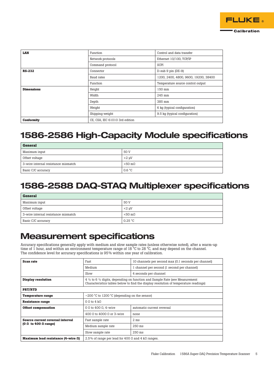 Measurement specifications | Atec Fluke-1586A User Manual | Page 5 / 12