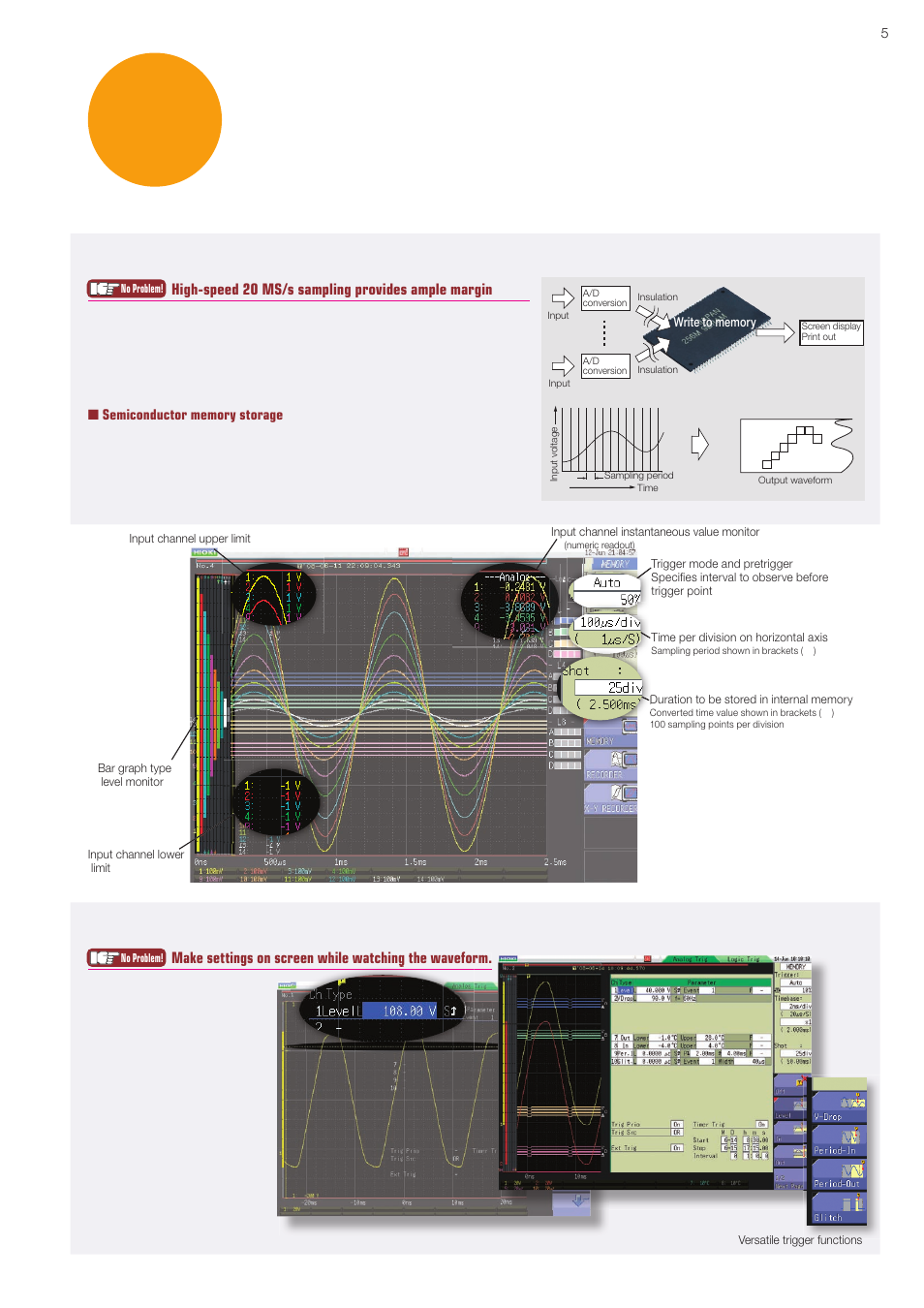 Monitor high-speed signals, What users want, 1 ms/s is too slow for observing fast pulse edges | Atec Hioki-8847 User Manual | Page 5 / 16