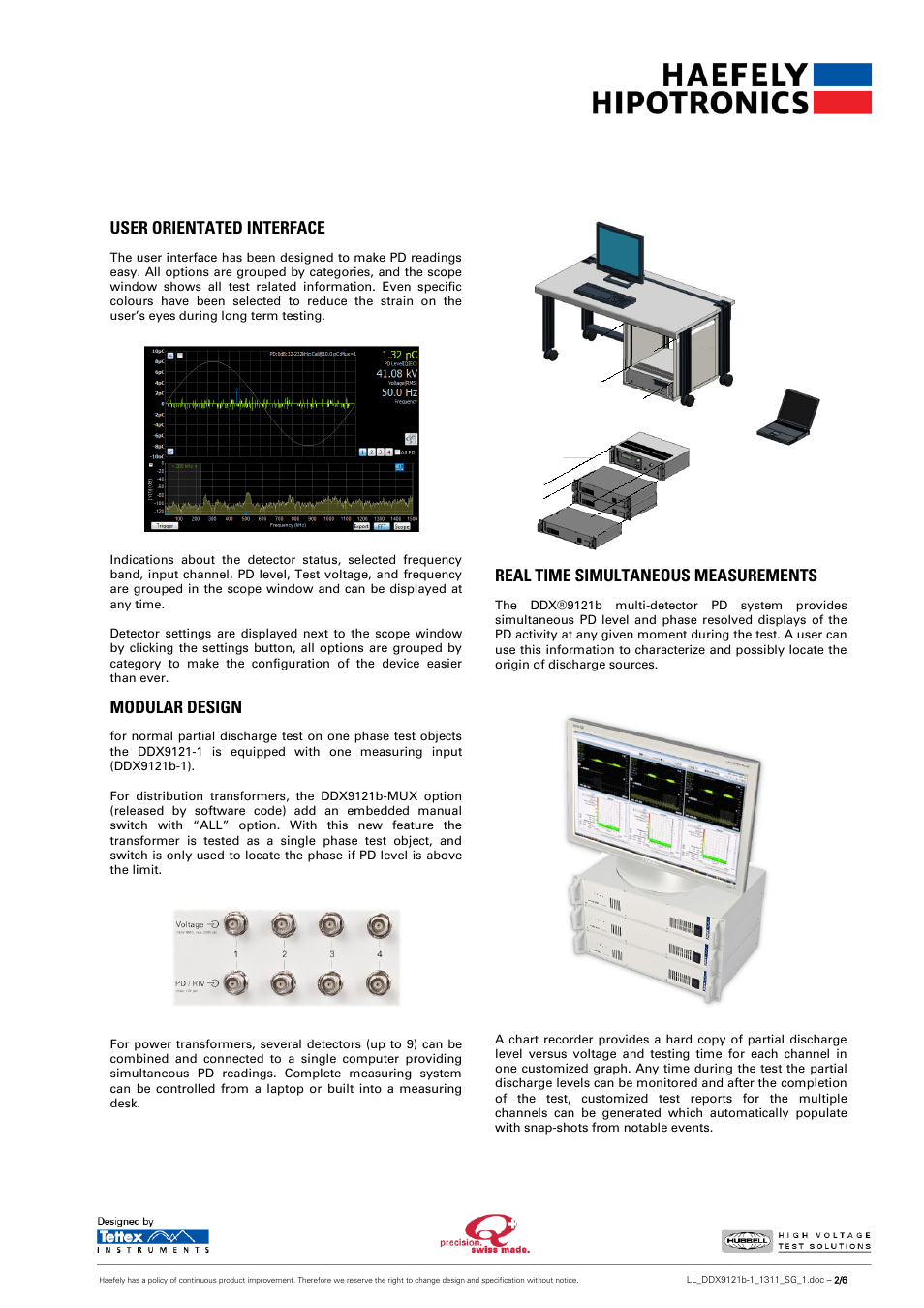 User orientated interface, Modular design, Real time simultaneous measurements | Atec Hipotronics-DDX9121B User Manual | Page 2 / 6