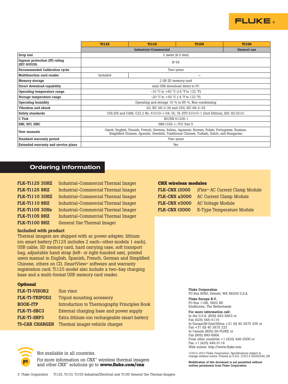 Ordering information | Atec Fluke-Ti Series User Manual | Page 3 / 3