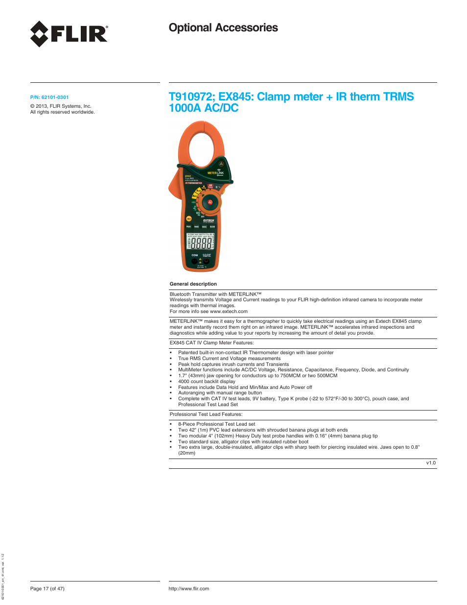 Optional accessories, 1000a ac/dc | Atec Flir-T440-wifi User Manual | Page 17 / 53