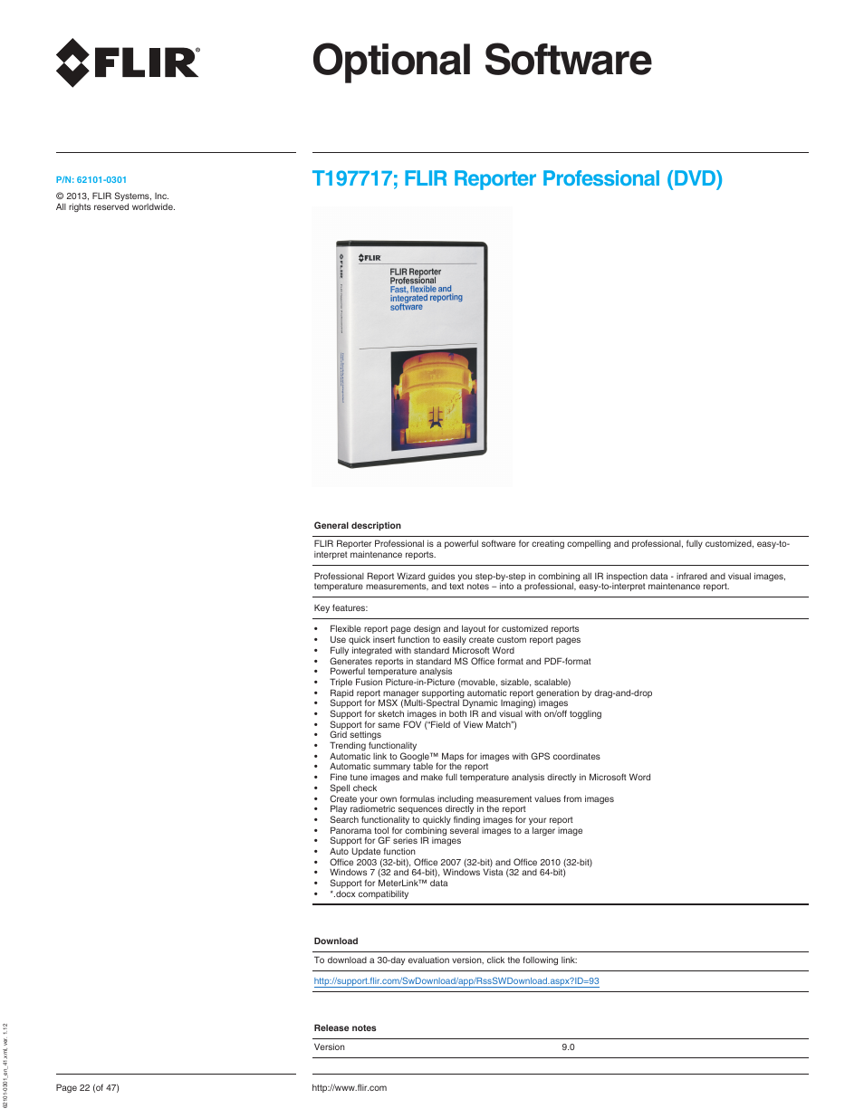 Optional software, T197717; flir reporter professional (dvd) | Atec Flir-T440-wifi User Manual | Page 22 / 53