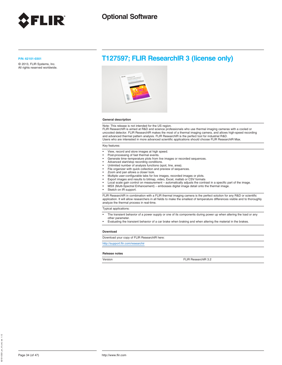 T127597; flir researchir 3 (license only), Optional software | Atec Flir-T440-wifi User Manual | Page 34 / 53