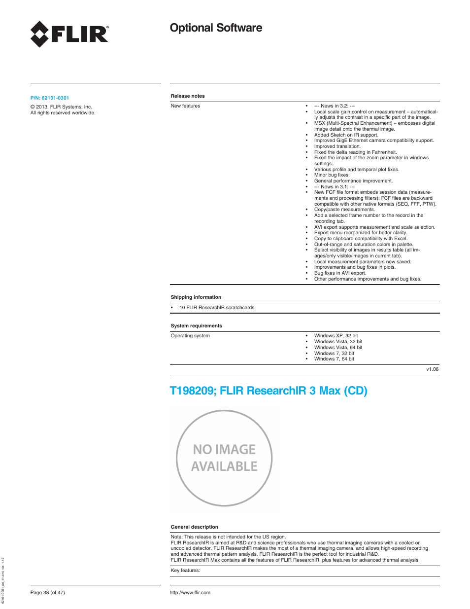 T198209; flir researchir 3 max (cd), Optional software | Atec Flir-T440-wifi User Manual | Page 38 / 53