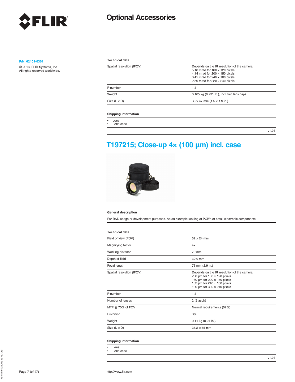 T197215; close-up 4× (100 µm) incl. case, Optional accessories | Atec Flir-T440-wifi User Manual | Page 7 / 53
