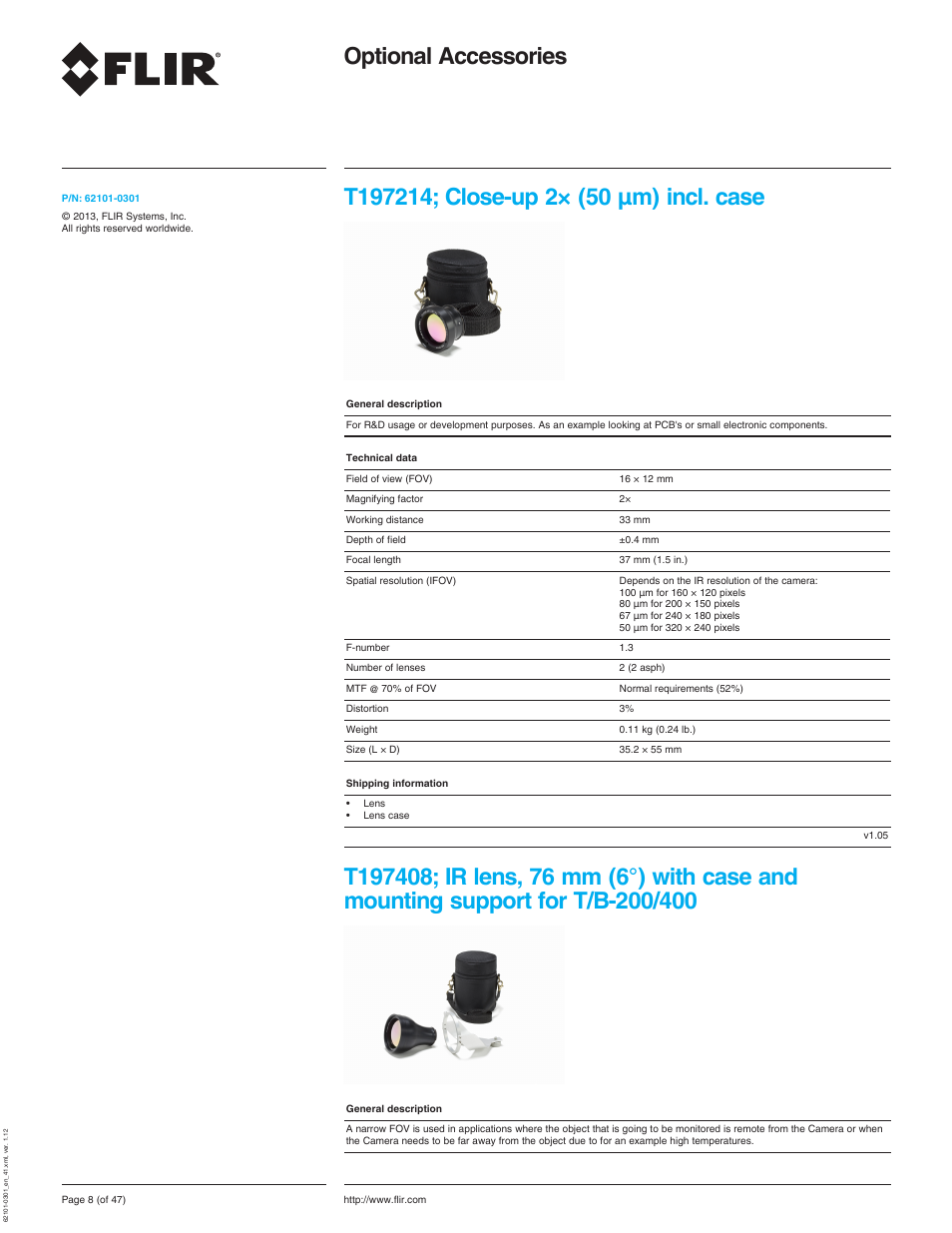 T197214; close-up 2× (50 µm) incl. case, Optional accessories | Atec Flir-T440-wifi User Manual | Page 8 / 53