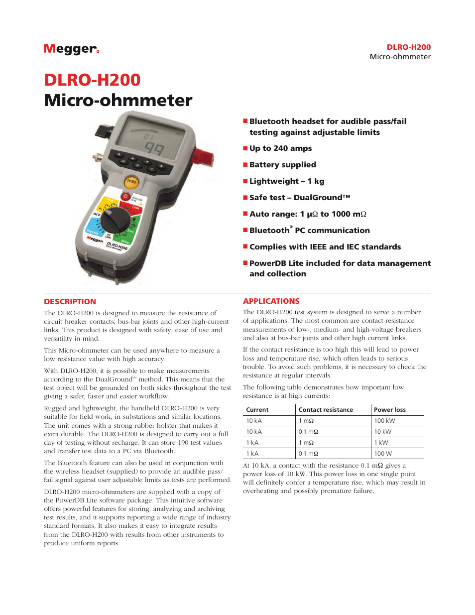 Atec Megger-DLRO-H200 User Manual | 6 pages