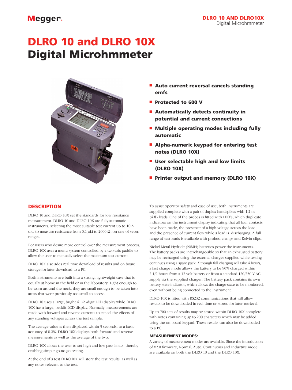 Atec Megger-DLRO-10-10X User Manual | 4 pages