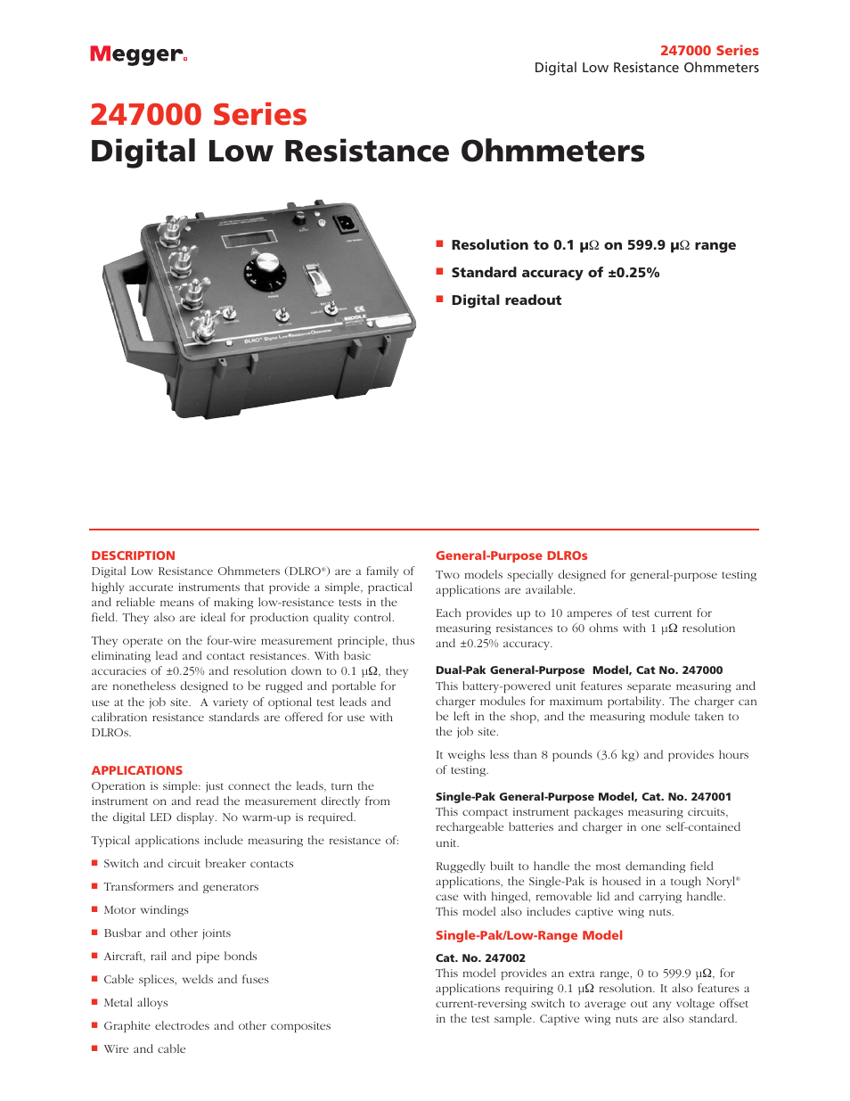 Atec Megger-247000 Series User Manual | 4 pages