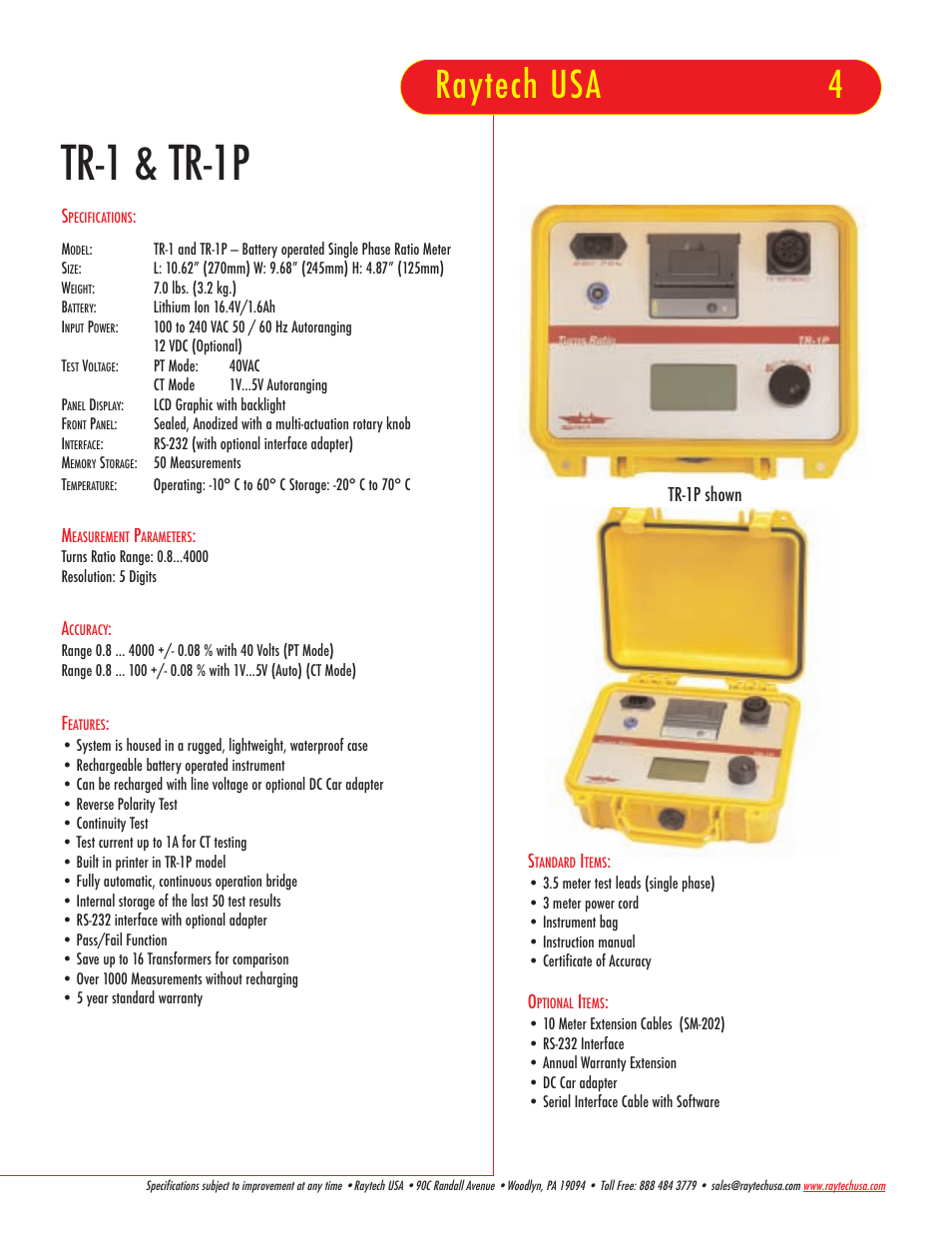 Atec Raytech-TR-1-1P User Manual | 1 page