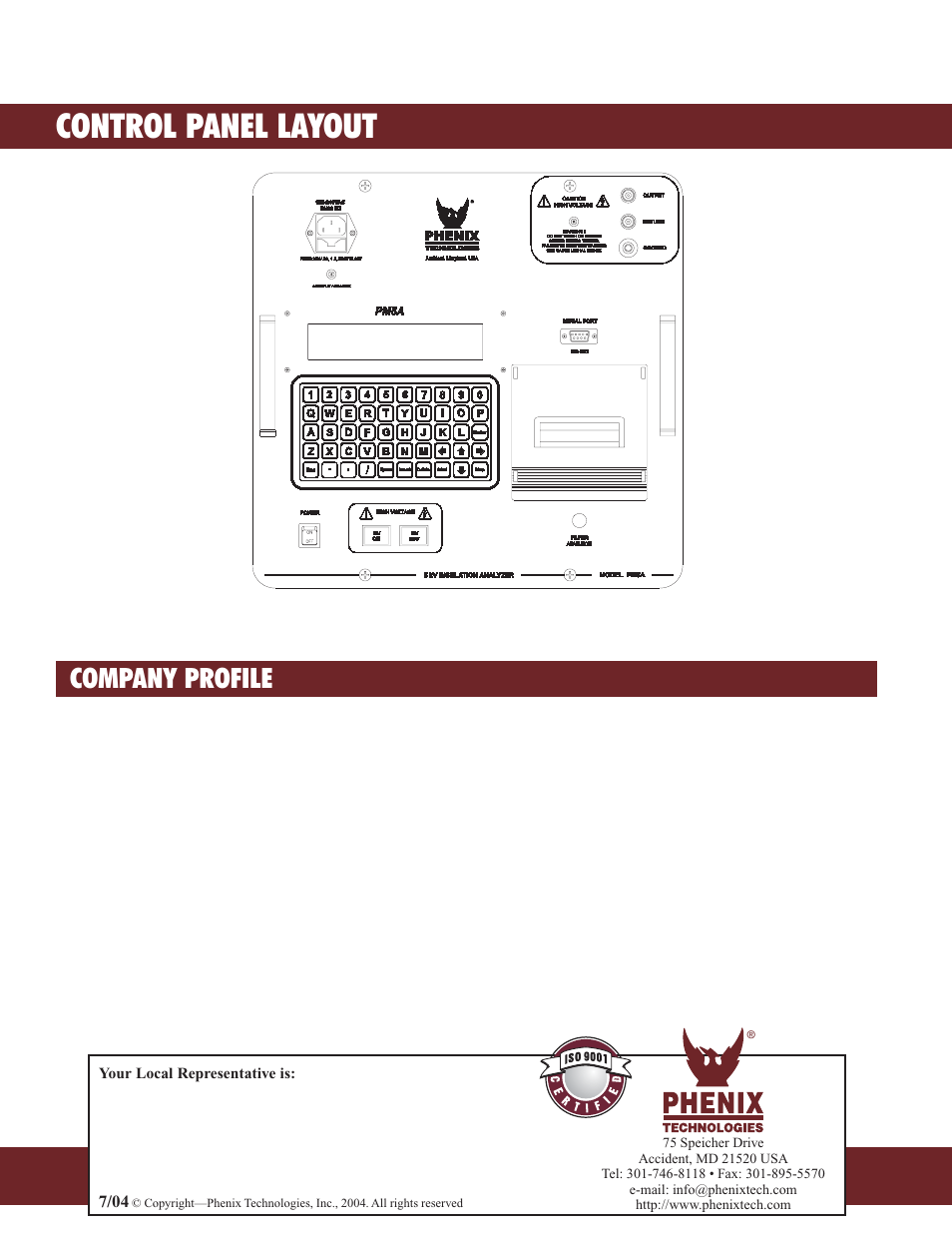 Control panel layout, Company profile | Atec Phenix-Technologies-PM5A User Manual | Page 2 / 2