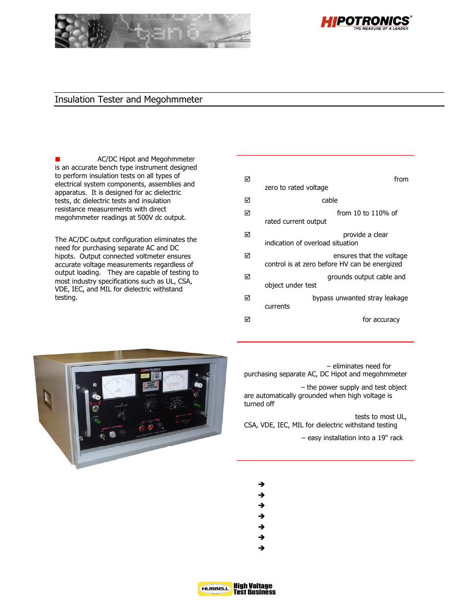 Atec Hipotronics-H306B User Manual | 2 pages