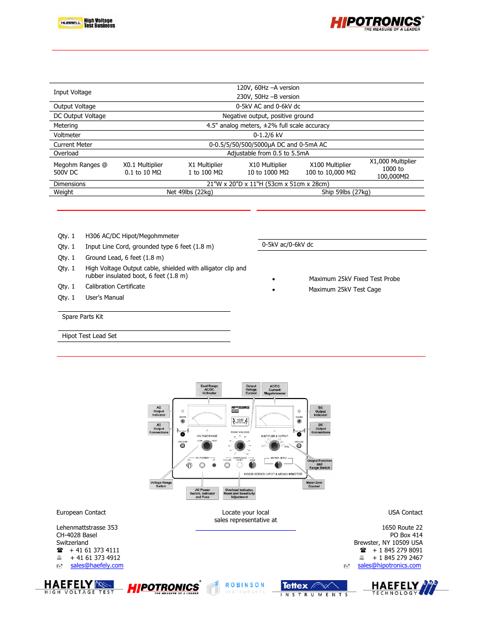 Atec Hipotronics-H306B User Manual | Page 2 / 2