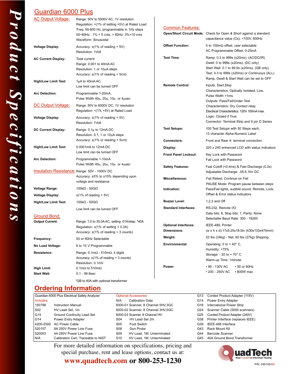 Ordering information guardian 6000 plus | Atec Quadtech-6000-Plus User Manual | Page 2 / 2