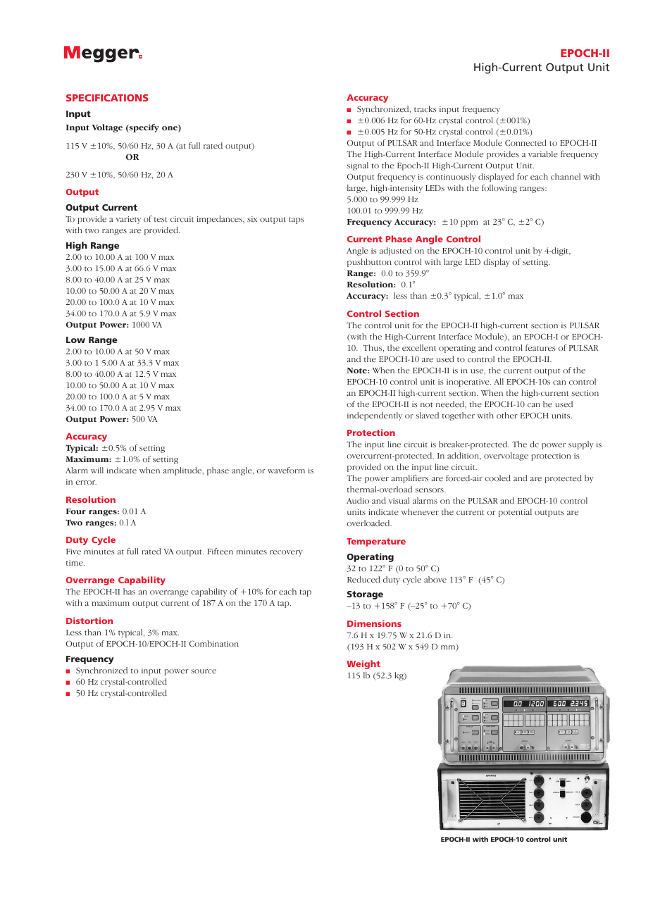 Epoch-ii high-current output unit | Atec Megger-Multi-Amp-EPOCH-II User Manual | Page 2 / 3