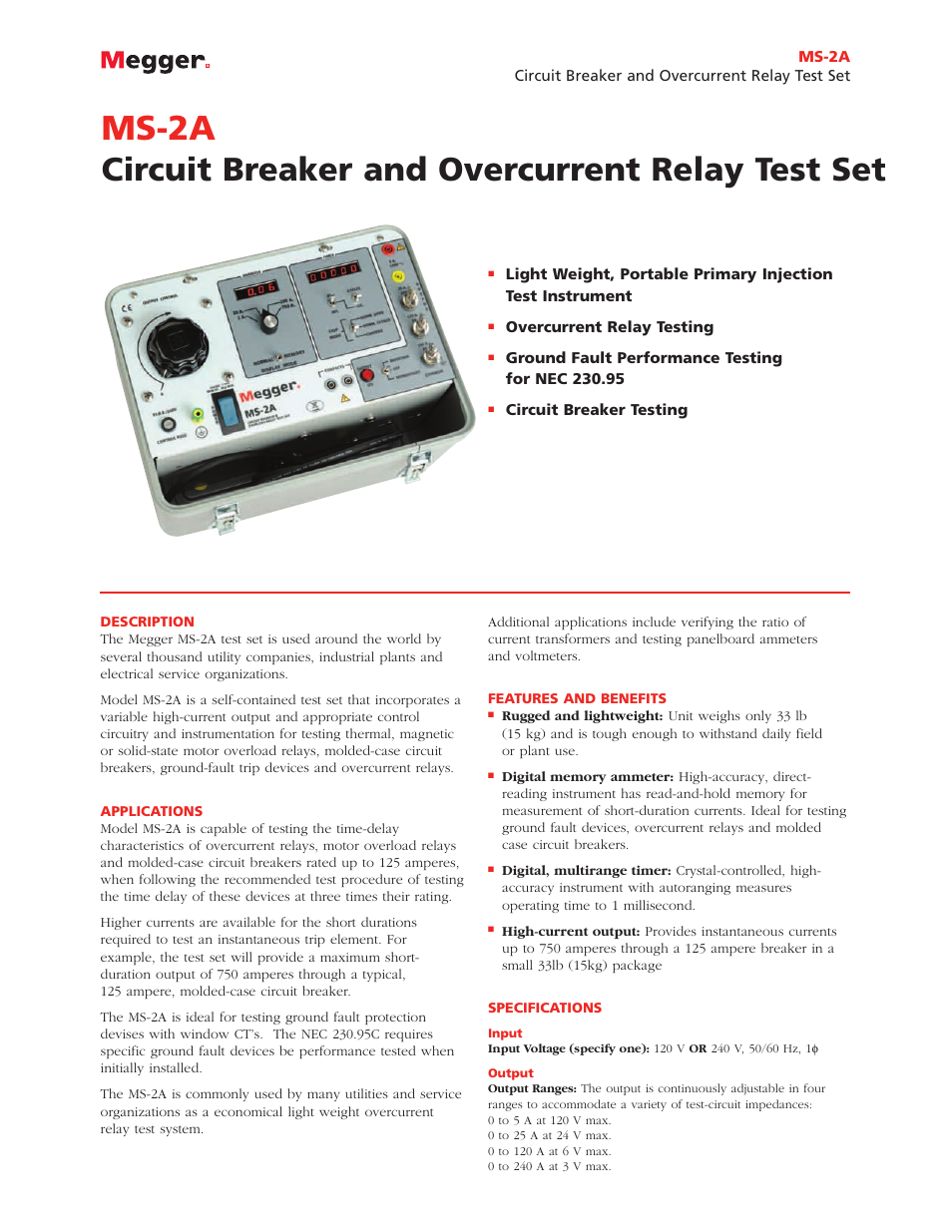 Atec Megger-MS-2A User Manual | 2 pages