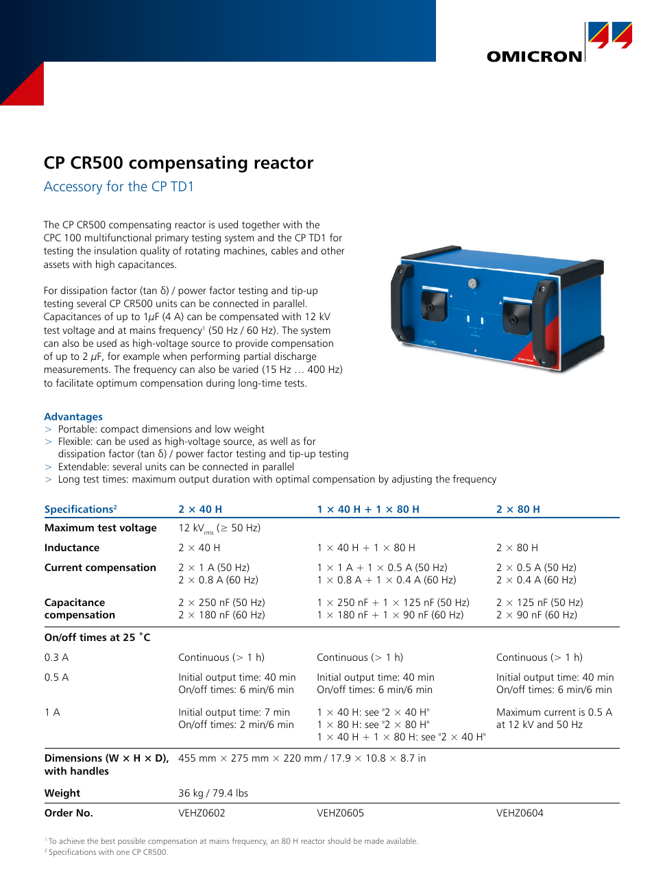 Atec Omicron-CP-CR500 User Manual | 2 pages