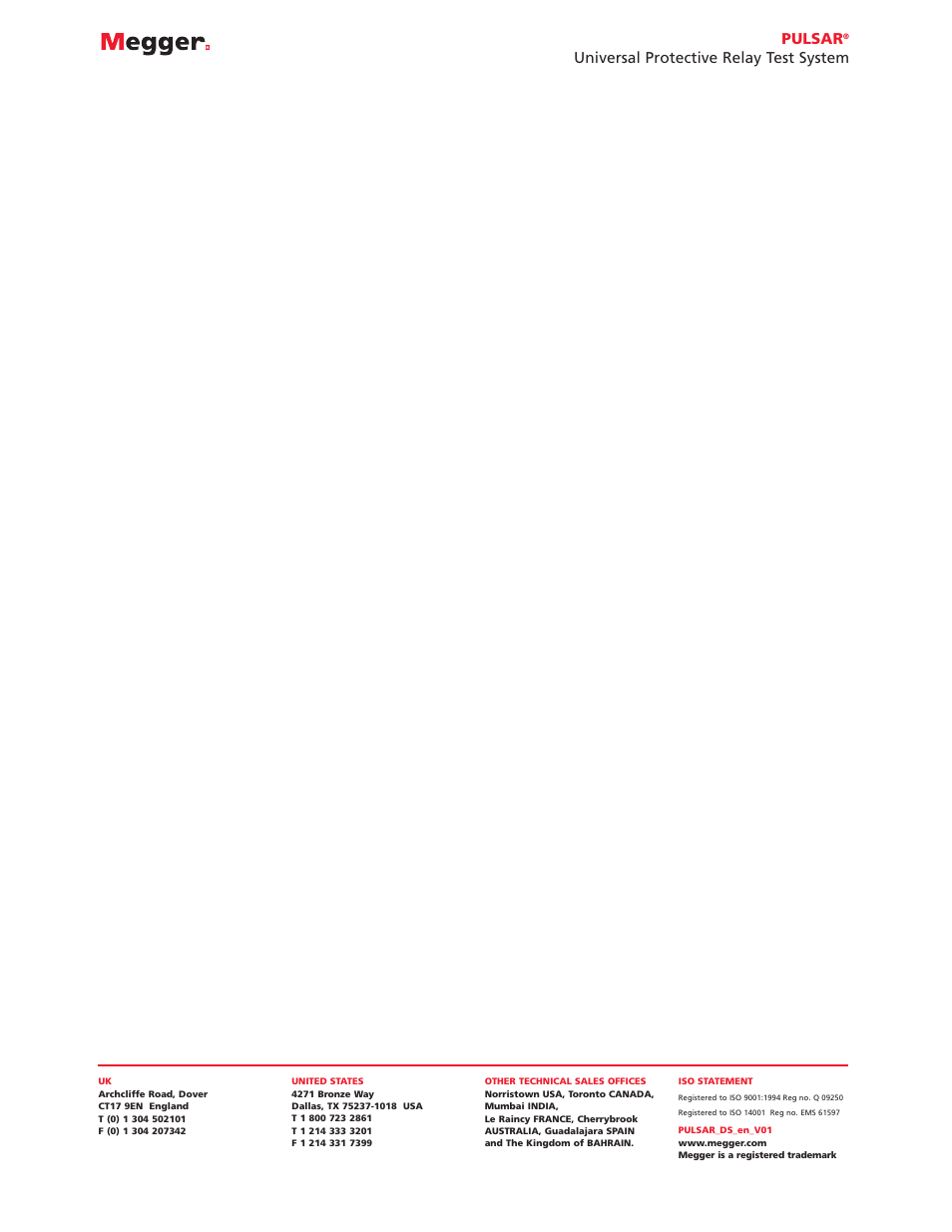 Pulsar, Universal protective relay test system | Atec Megger-PULSAR User Manual | Page 4 / 4
