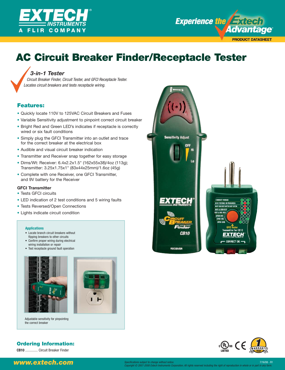 Atec Extech-CB10 User Manual | 1 page
