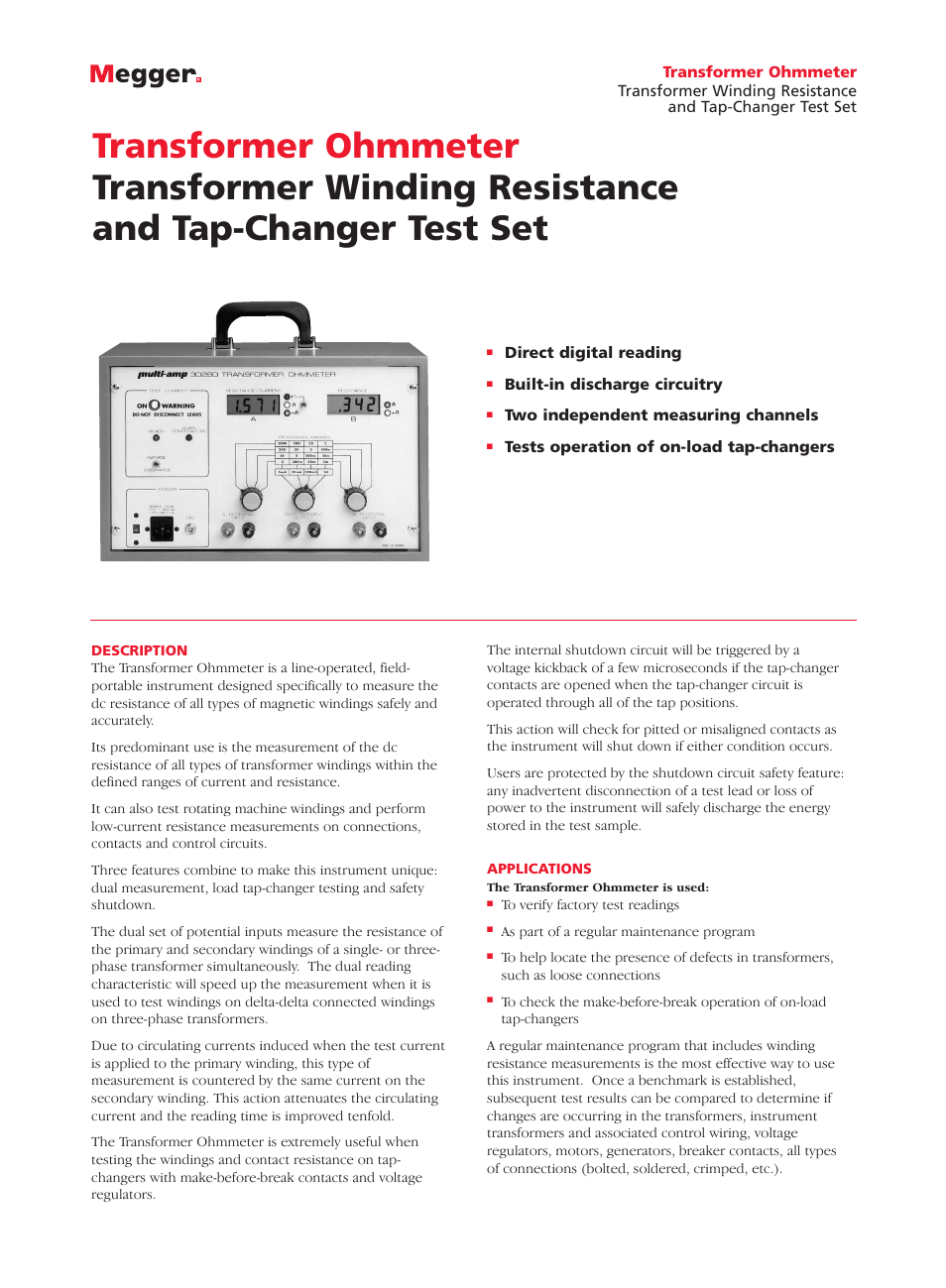 Atec Megger-830280 User Manual | 3 pages