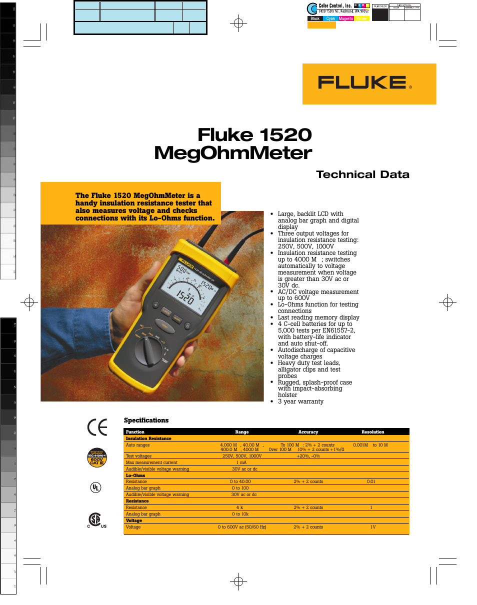 Atec Fluke-1520 User Manual | 2 pages