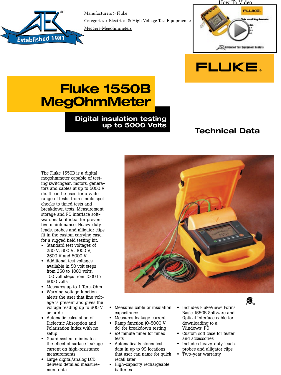 Atec Fluke-1550 User Manual | 2 pages