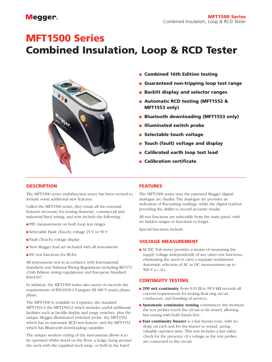 Atec Megger-MFT1500 Series User Manual | 4 pages