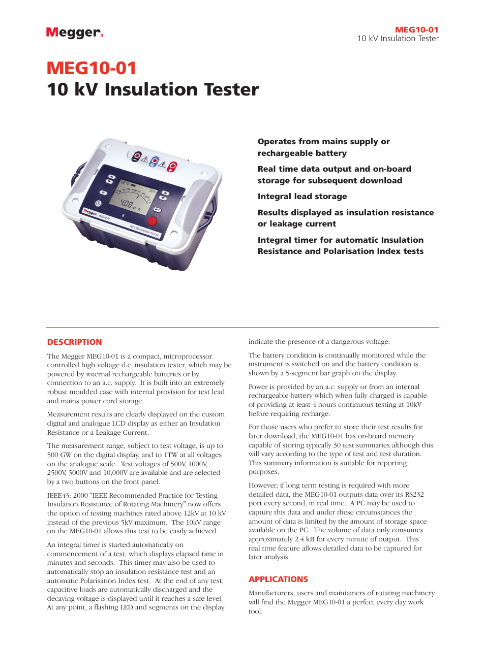 Atec Megger-MEG10-01 User Manual | 2 pages