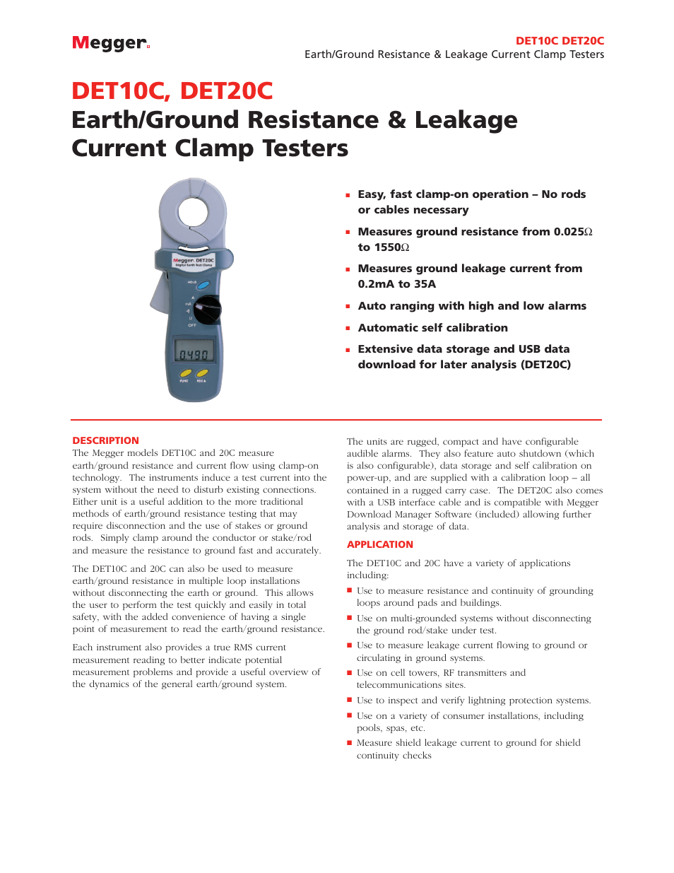 Atec Megger-DET20C User Manual | 4 pages