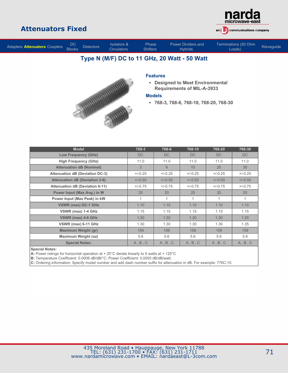 Attenuators fixed | Atec Narda-700 Series User Manual | Page 4 / 7