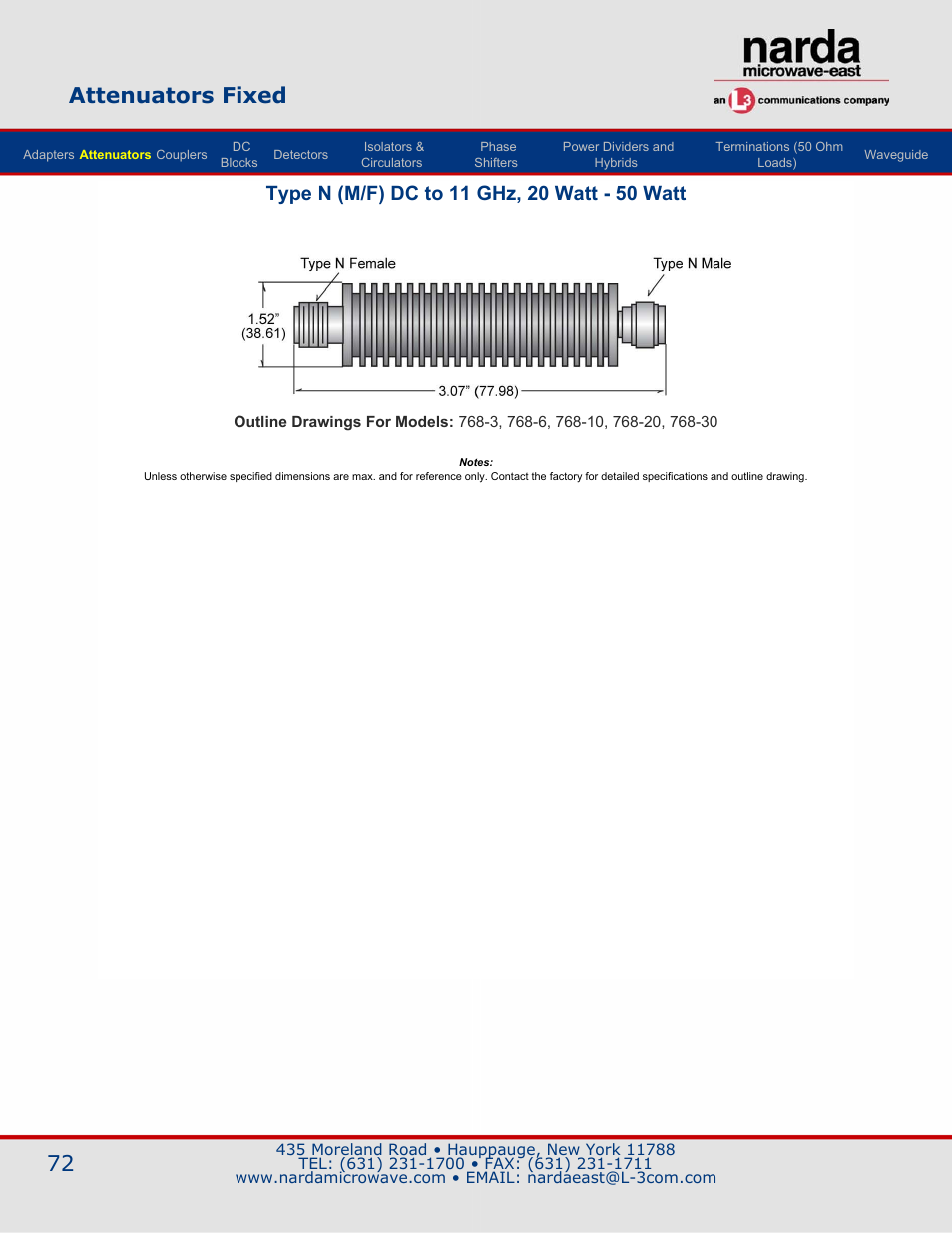 Attenuators fixed | Atec Narda-700 Series User Manual | Page 5 / 7