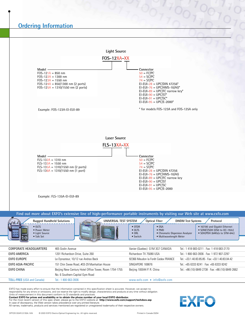 Ordering information, Fos-12 xa - xx, Fls-13 xa - xx | Atec Keytek-FOS-120A-FLS-130A User Manual | Page 4 / 4
