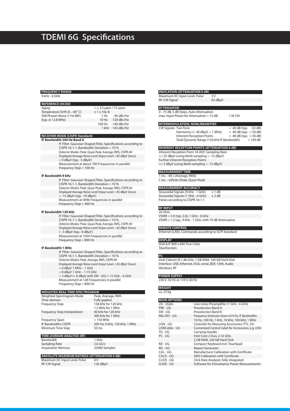 Tdemi 6g specifications | Atec Gauss-TDEMI6G User Manual | Page 2 / 2