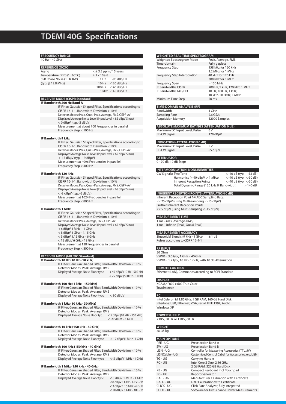Tdemi 40g specifications | Atec Gauss-TDEMI40G User Manual | Page 2 / 2