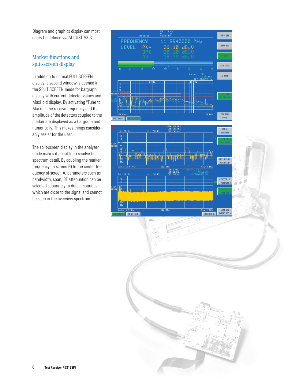 Marker functions and split-screen display | Atec Rohde-Schwarz-ESPI_Series_DatasheetsЙ User Manual | Page 6 / 16