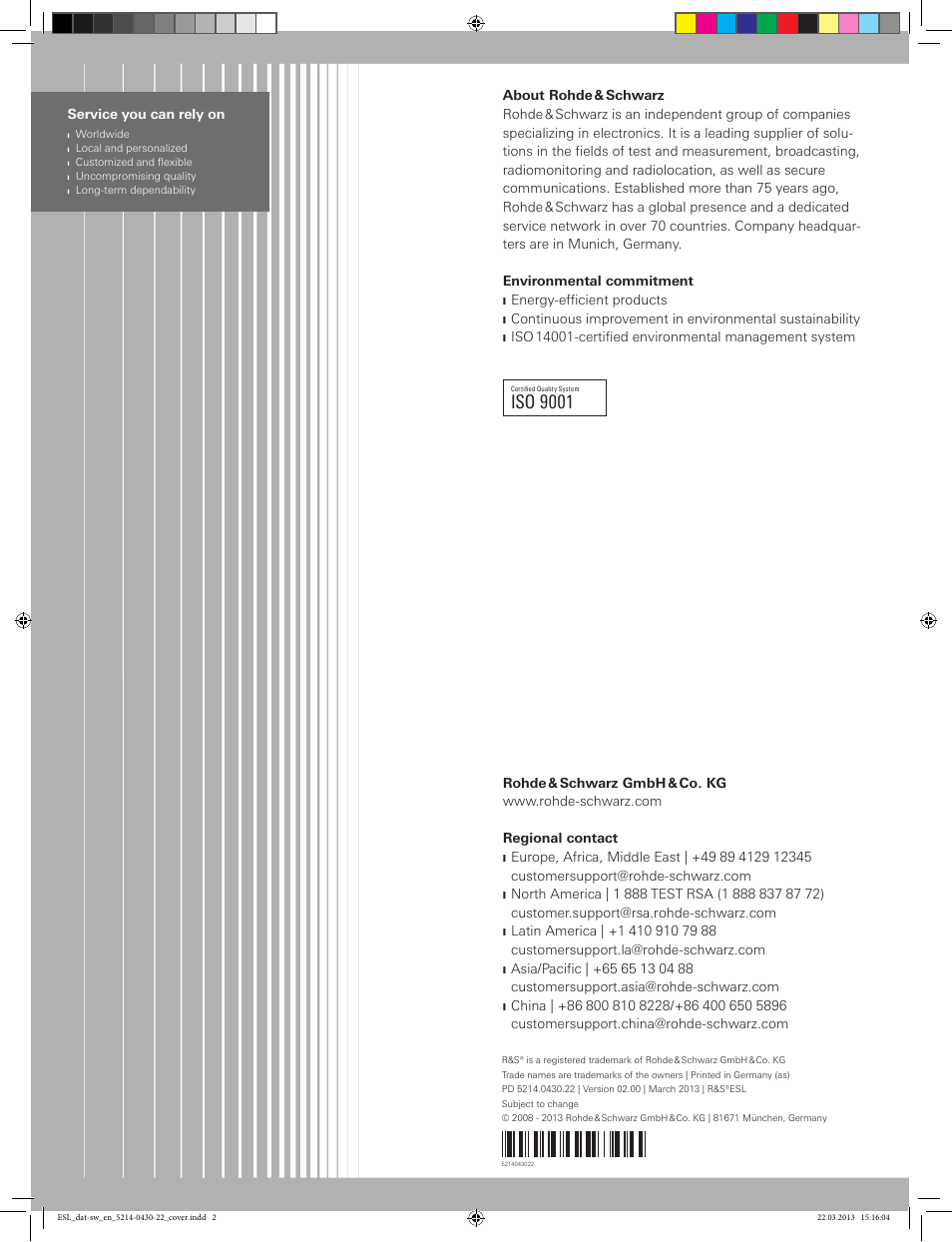 Iso 9001 | Atec Rohde-Schwarz-ESL Series User Manual | Page 16 / 16
