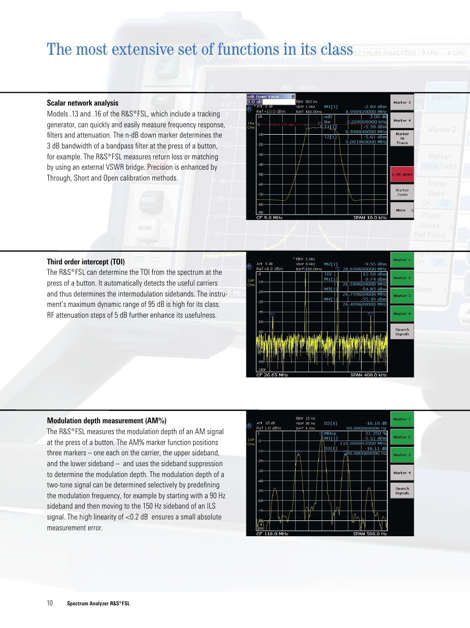 The most extensive set of functions in its class | Atec Rohde-Schwarz-FSL3-FSL6 User Manual | Page 10 / 16