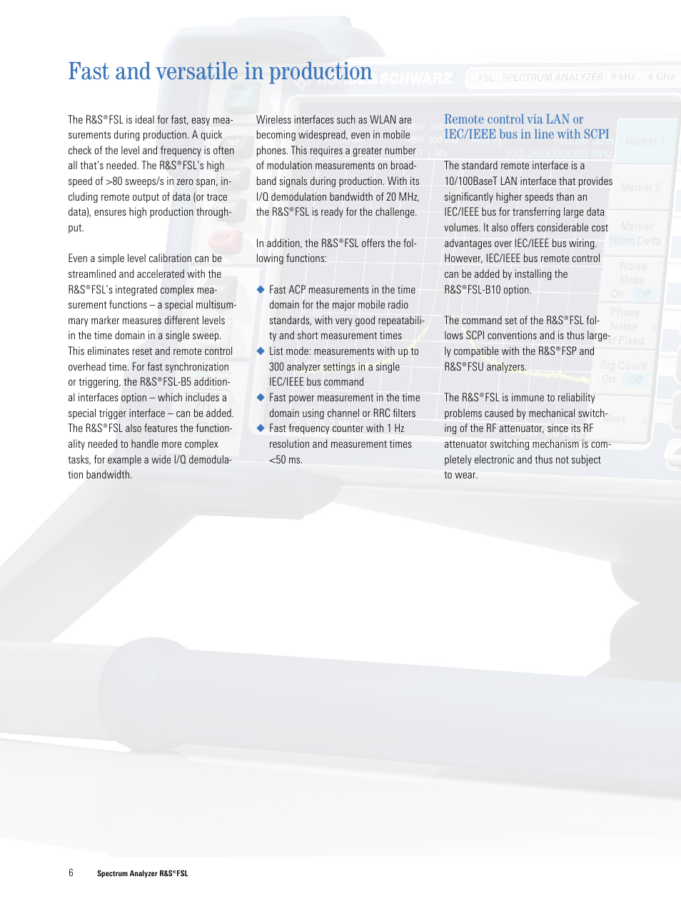 Fast and versatile in production | Atec Rohde-Schwarz-FSL3-FSL6 User Manual | Page 6 / 16