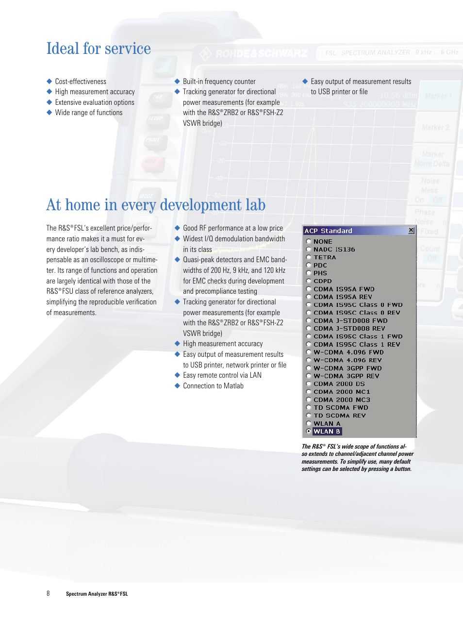 Ideal for service, At home in every development lab | Atec Rohde-Schwarz-FSL3-FSL6 User Manual | Page 8 / 16