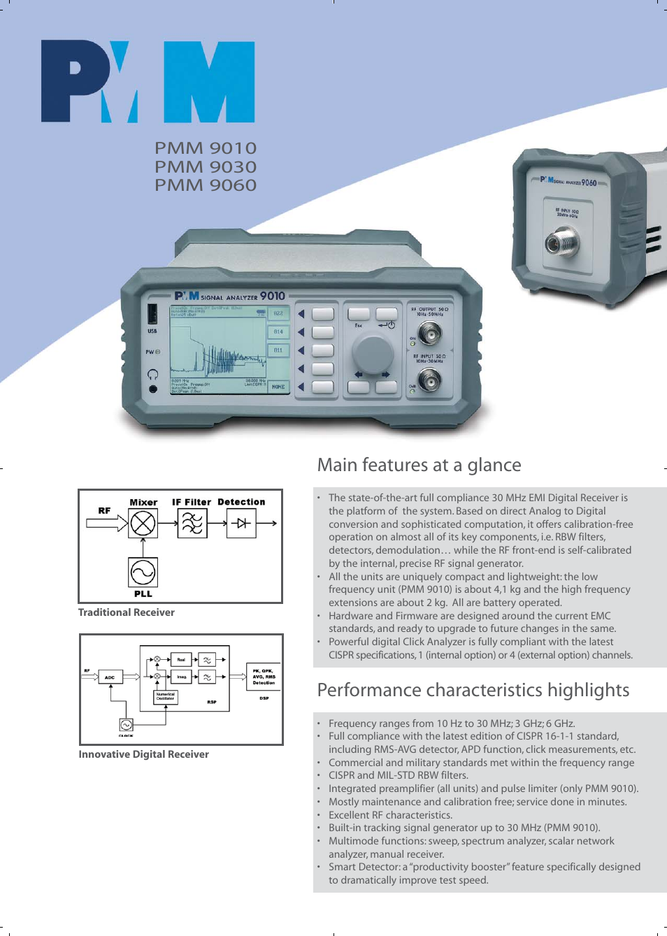 Main features at a glance, Performance characteristics highlights | Atec PMM-9010_9030_9060 User Manual | Page 2 / 20