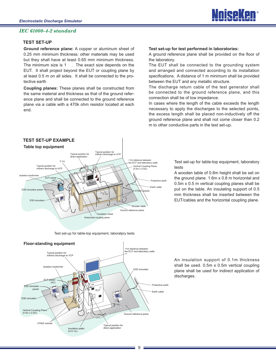 Test set-up, Test set-up example, Table top equipment | Electrostatic discharge simulator | Atec Noiseken-ESS-200AX User Manual | Page 11 / 12