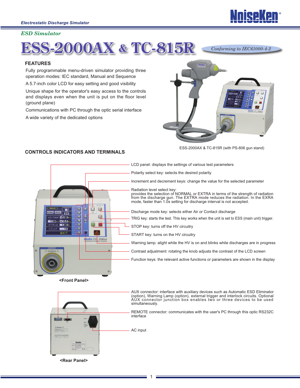Ess-2000ax, Tc-815r | Atec Noiseken-ESS-200AX User Manual | Page 3 / 12