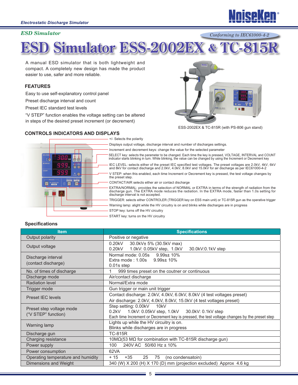 Esd simulator ess-2002ex, Tc-815r | Atec Noiseken-ESS-200AX User Manual | Page 7 / 12