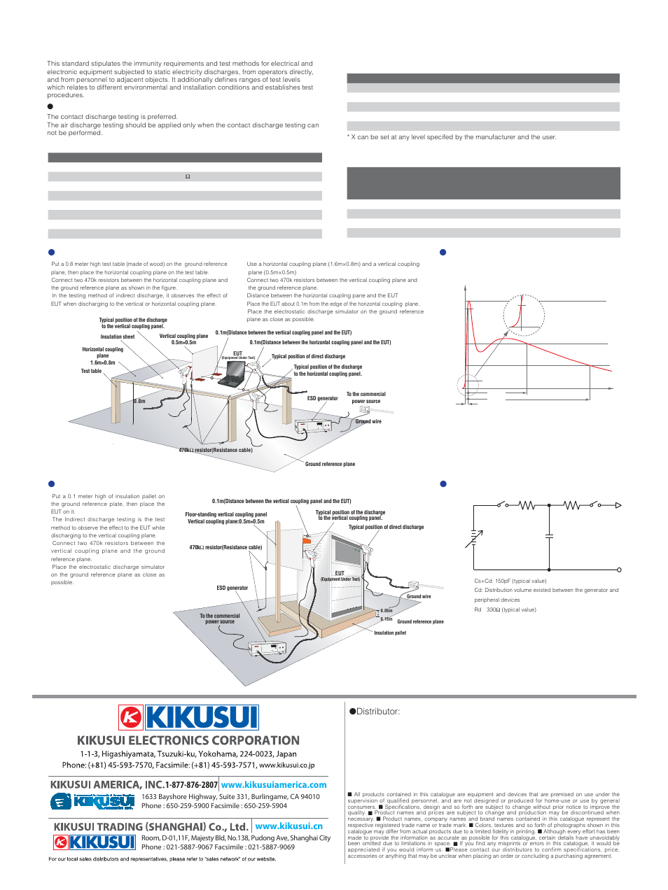 Electrostatic discharge immunity test, Simplified diagram of the esd generator, Esd test instruments | Distributor | Atec Kikusui-KES4022A User Manual | Page 4 / 4