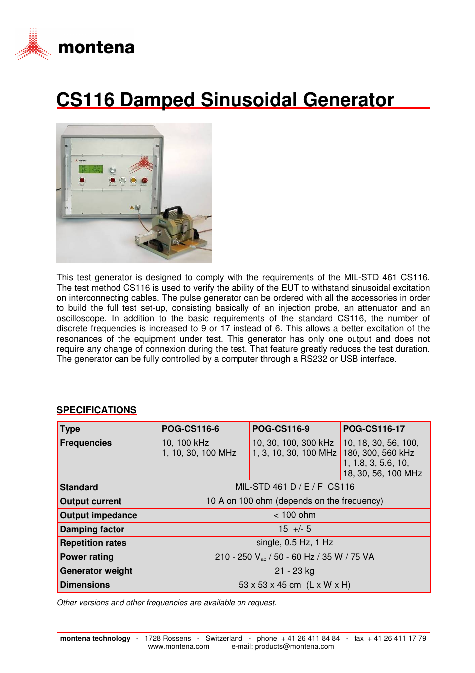 Atec Montena-POGCS116-F User Manual | 1 page