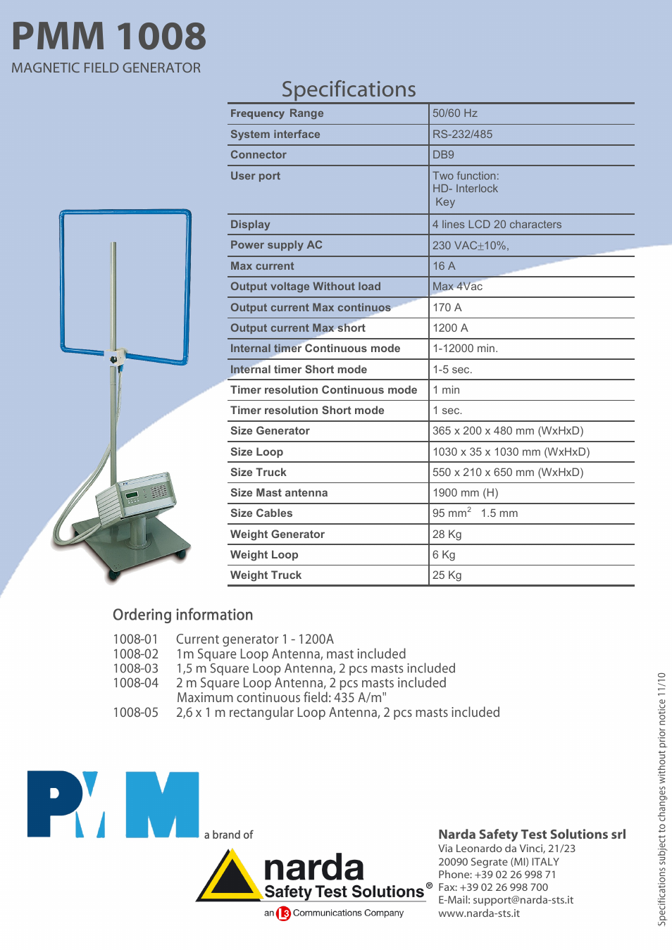 Pmm 1008, Specifications, Magnetic field generator | Atec PMM-1008 User Manual | Page 2 / 2